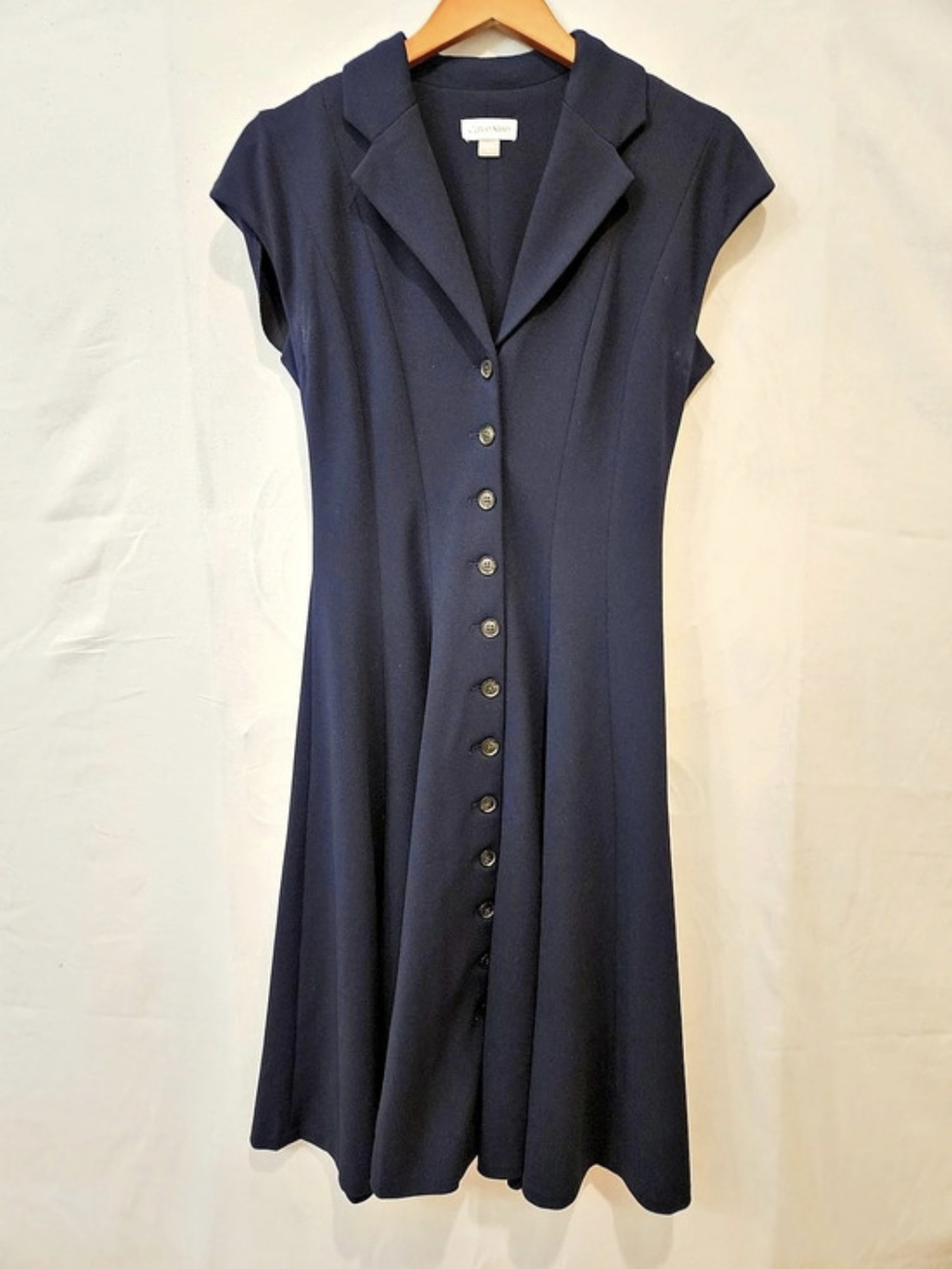 Calvin Klein Sleeveless Button-Front Midi Dress in Blue Size 6